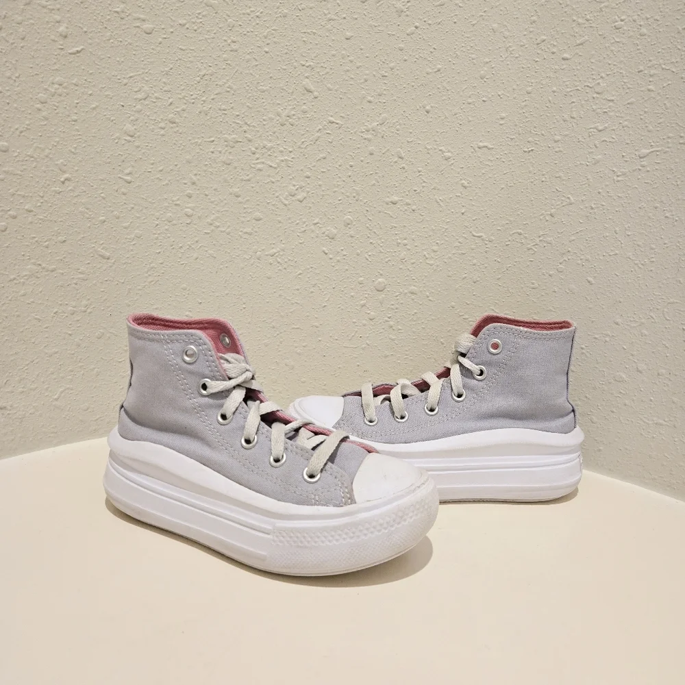 Converse Kids Unisex High Top Grey Platform Sneakers Size 12
